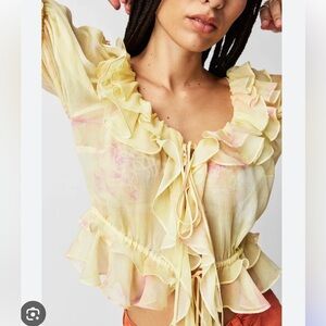 LoveShackFancy Yellow Silk Adler Skirt